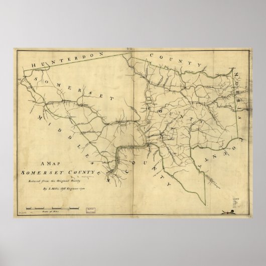 Kaart van Somerset County, New Jersey (1781) Poster (Voorkant)