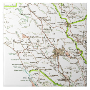 Kaart van Sonoma County CA  Tegeltje