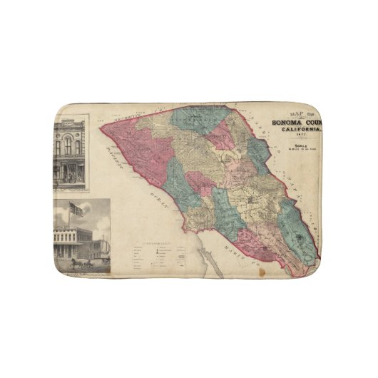 Kaart van Sonoma County California Badmat (Voorkant)