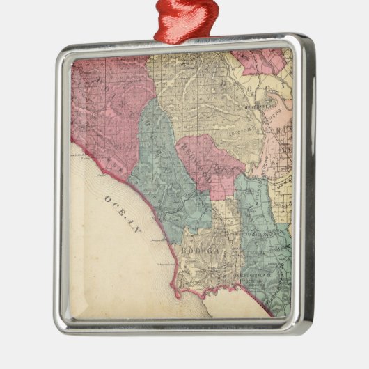 Kaart van Sonoma County California Metalen Ornament (Links)