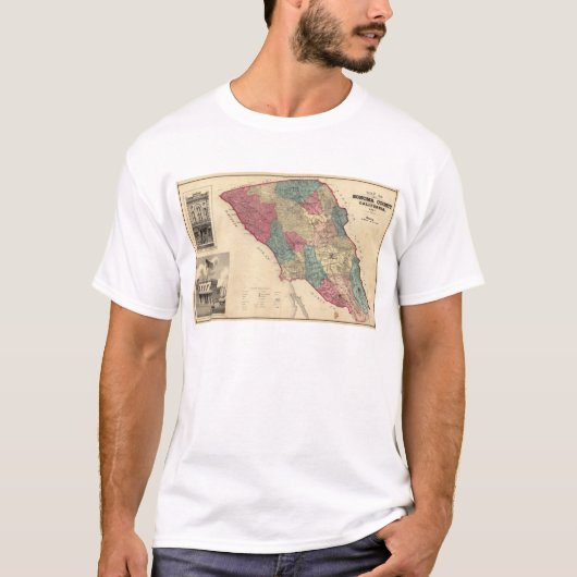 Kaart van Sonoma County California T-shirt (Voorkant)