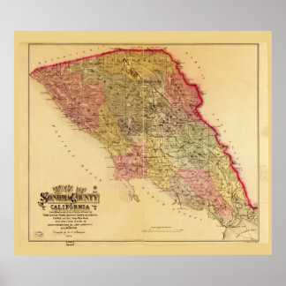Kaart van Sonoma County, Californië (1884) Poster