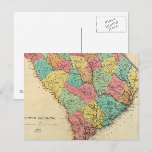 Kaart van South Carolina (Voorkant / Achterkant)