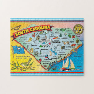 Kaart van South Carolina 11x14 Puzzel