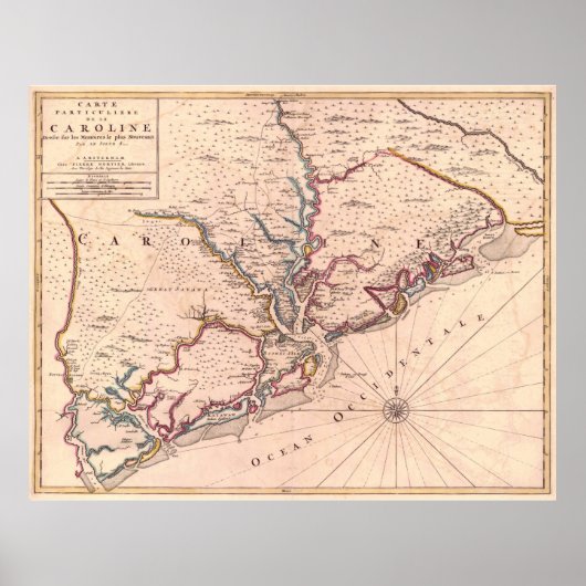  kaart van South Carolina (1690) Poster (Voorkant)