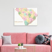  kaart van South Carolina (1827) Canvas Afdruk (Insitu (Woonkamer))