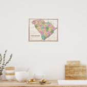  kaart van South Carolina (1827) Poster (Keuken)