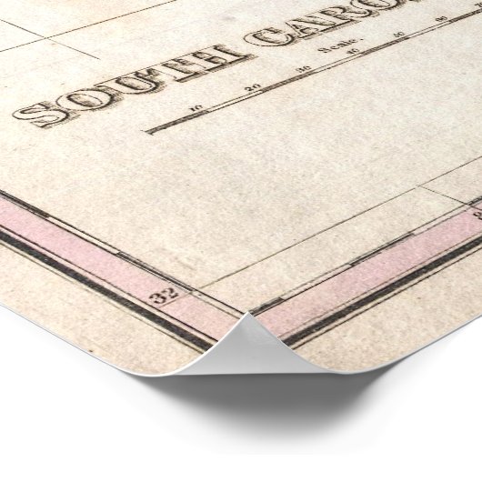  kaart van South Carolina (1827) Poster (Hoek)