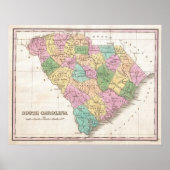  kaart van South Carolina (1827) Poster (Voorkant)
