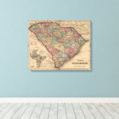  kaart van South Carolina (1865) Canvas Afdruk (Insitu (Houten vloer))