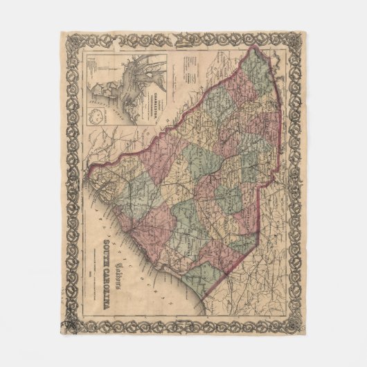  kaart van South Carolina (1865) Fleece Deken (Voorkant)