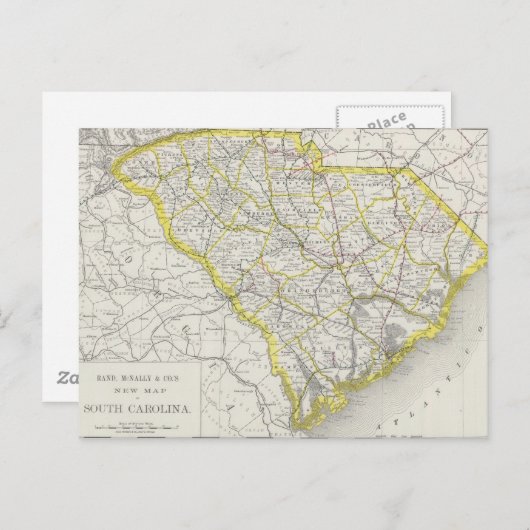  kaart van South Carolina (1889) (Voorkant / Achterkant)