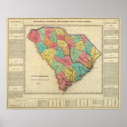 Kaart van South Carolina Poster (Voorkant)