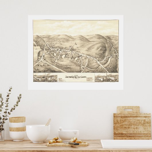  kaart van South Coventry, CT vanaf 1878 Poster (Keuken)