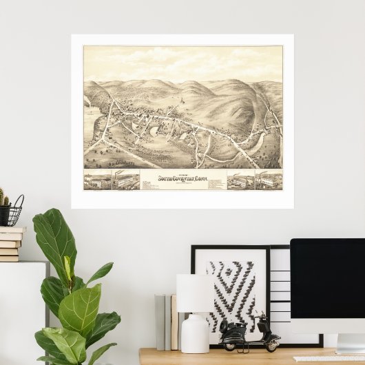 kaart van South Coventry, CT vanaf 1878 Poster (Thuiskantoor)