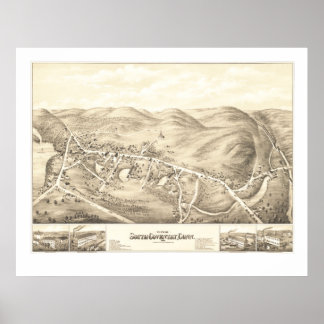 kaart van South Coventry, CT vanaf 1878 Poster