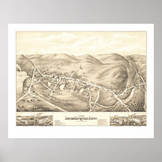  kaart van South Coventry, CT vanaf 1878 Poster (Voorkant)