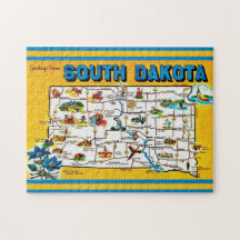 Kaart van South Dakota 11x14 legpuzzel