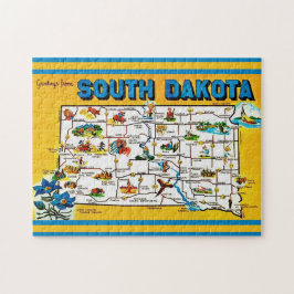 Kaart van South Dakota 11x14 legpuzzel