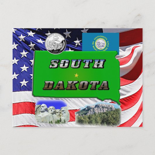 Kaart van South Dakota, Fototekst, Faux Quarter & (Voorkant)