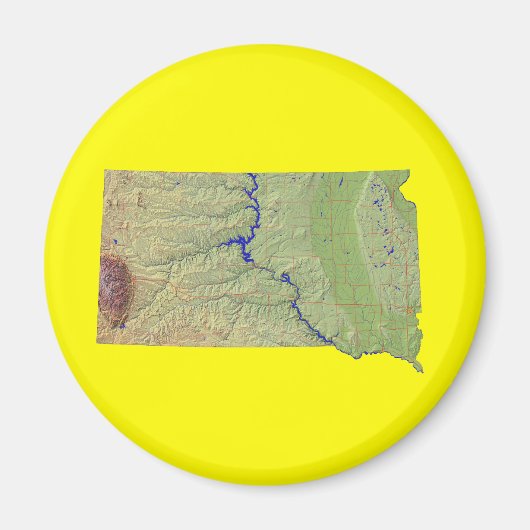 Kaart van South Dakota Magnet (Voorkant)