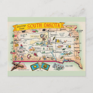 Kaart van South Dakota met groet 