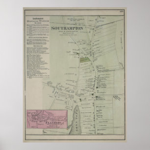  kaart van Southampton New York (1873) Poster