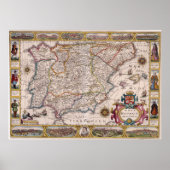  kaart van Spanje (1610) Poster (Voorkant)