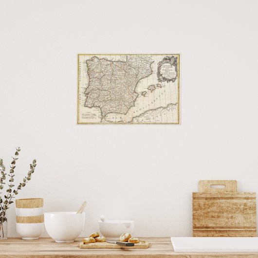  kaart van Spanje (1775) Poster (Keuken)