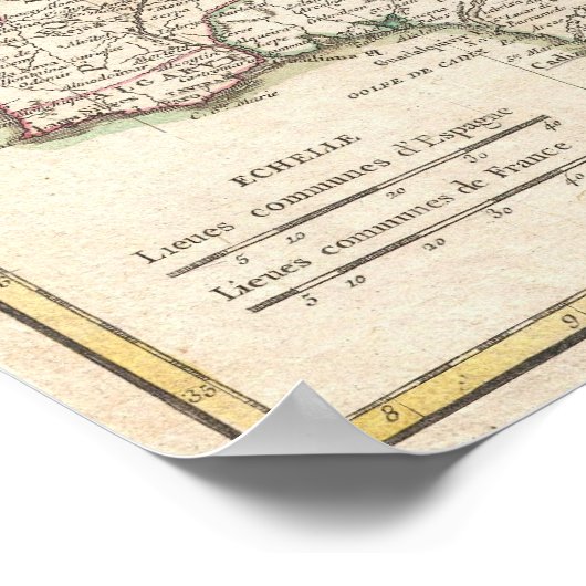  kaart van Spanje (1775) Poster (Hoek)