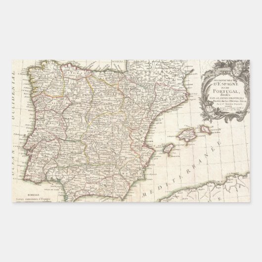 kaart van Spanje (1775) Rechthoekige Sticker (Voorkant)