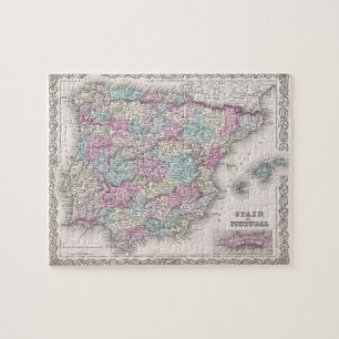kaart van Spanje (1855) Legpuzzel