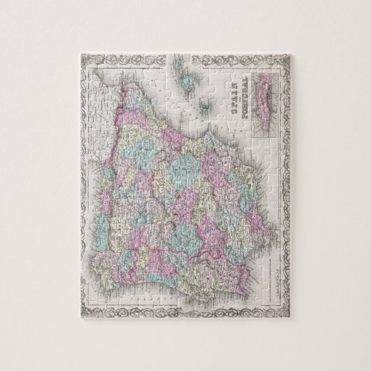  kaart van Spanje (1855) Legpuzzel (Verticaal)