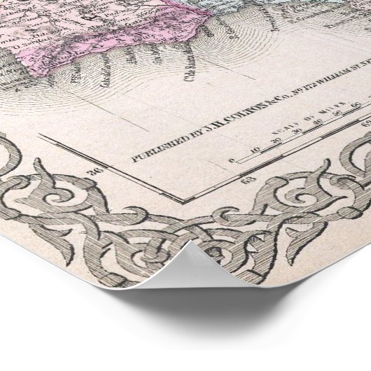  kaart van Spanje (1855) Poster (Hoek)