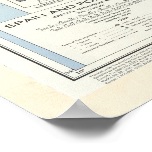  kaart van Spanje en Portugal (1943) Poster (Hoek)