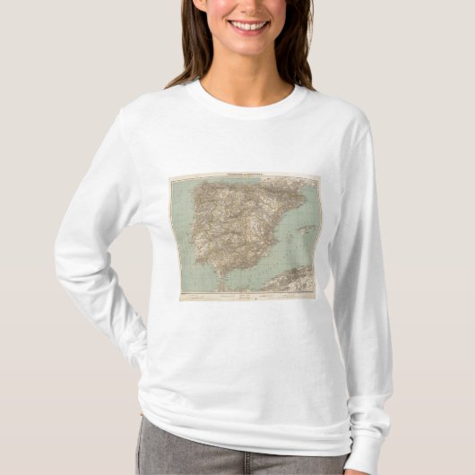 Kaart van Spanje en Portugal Atlas T-shirt (Voorkant)