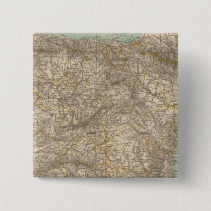 Kaart van Spanje en Portugal Atlas Vierkante Button 5,1 Cm