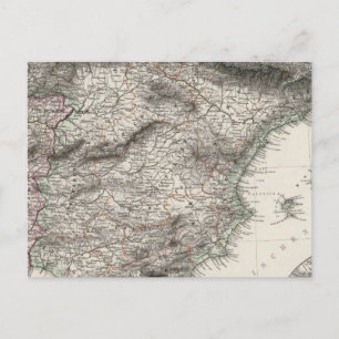 Kaart van Spanje en Portugal door Stieler