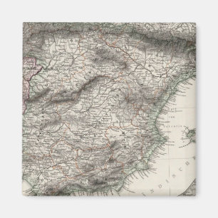 Kaart van Spanje en Portugal door Stieler Magneet
