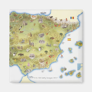 Kaart van Spanje en Portugal Magneet