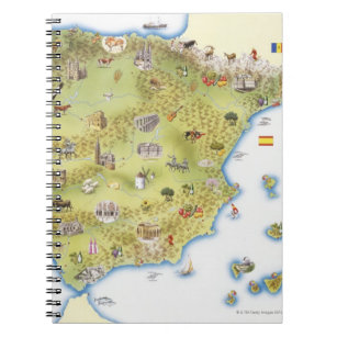 Kaart van Spanje en Portugal Notitieboek