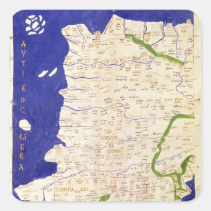 Kaart van Spanje en Portugal, van "Geographia" Vierkante Sticker