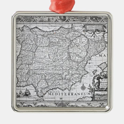 Kaart van Spanje Metalen Ornament (Voorkant)