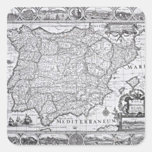 Kaart van Spanje Vierkante Sticker