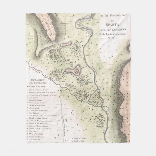  kaart van Sparta Griekenland (1783) Fleece Deken (Voorkant)