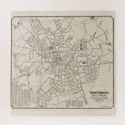 kaart van Spartanburg SC (1918) Legpuzzel (Verticaal)