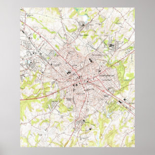 kaart van Spartanburg South Carolina (1949) Poster