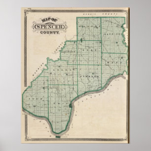 Kaart van Spencer County Poster