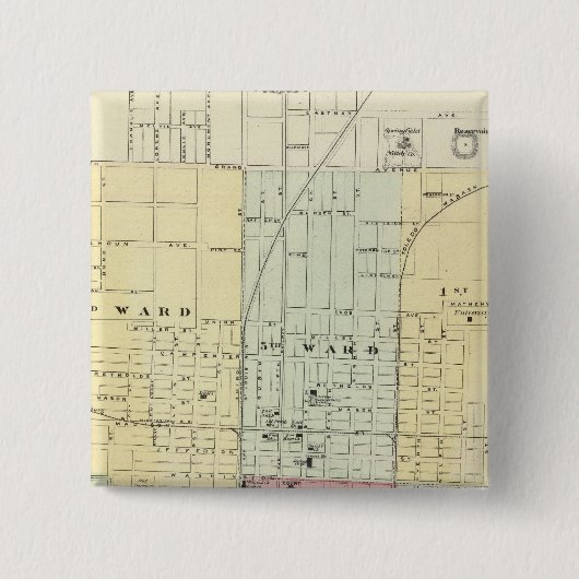 Kaart van Springfield City Vierkante Button 5,1 Cm (Voorkant)