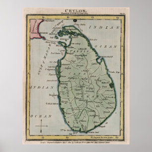  kaart van Sri Lanka (1801) Poster